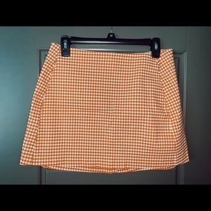 Orange plaid mini skirt
